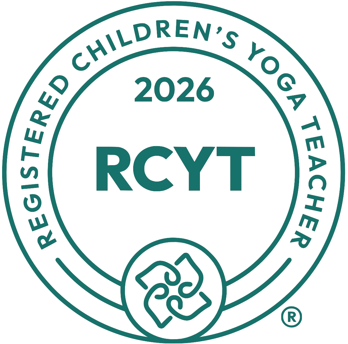 Yoga Alliance RCYT logo (Registered Children's Yoga Teacher)